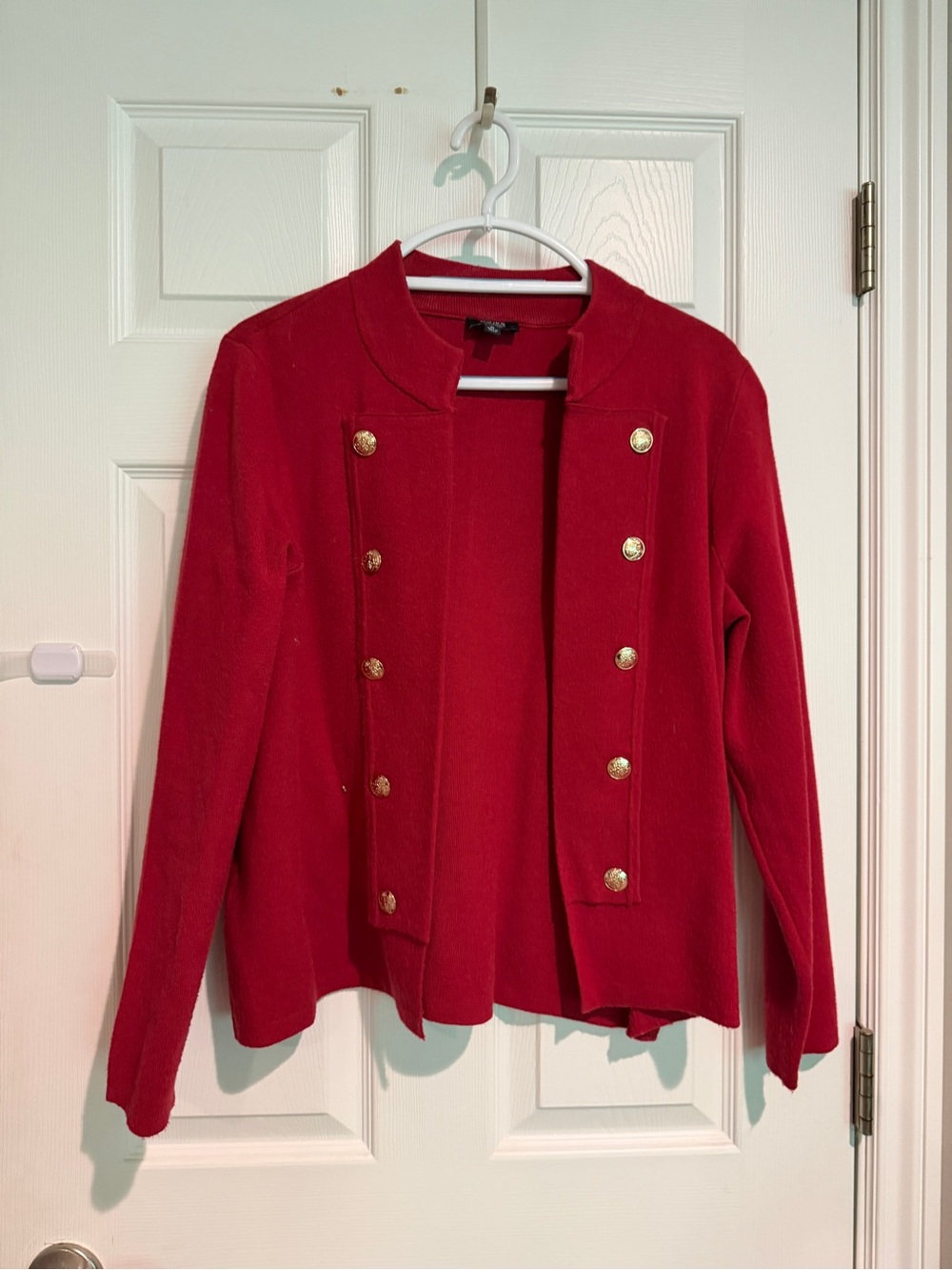 Jones New York Red Double-Breasted Military-Style Blazer